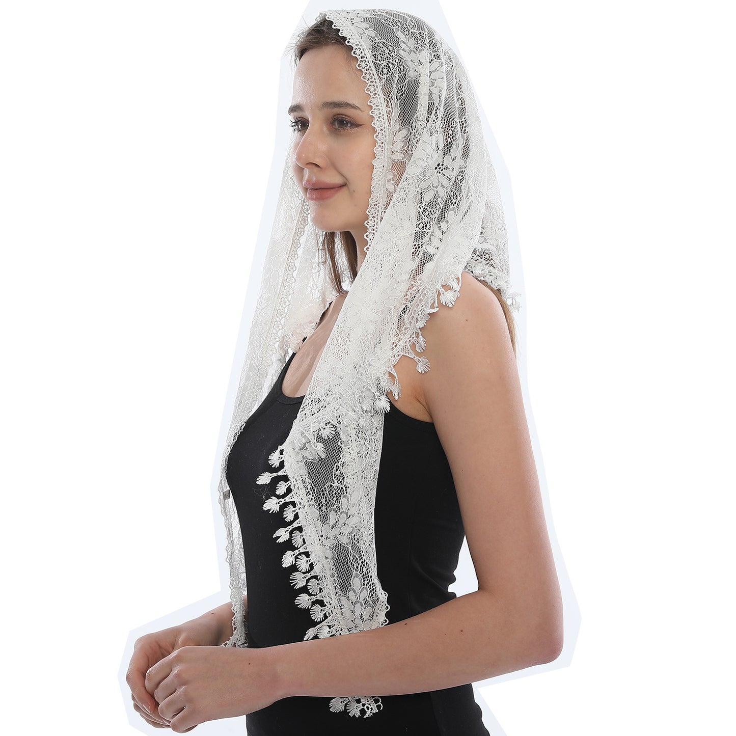 Korean Lace Monochrome Triangle Shawl