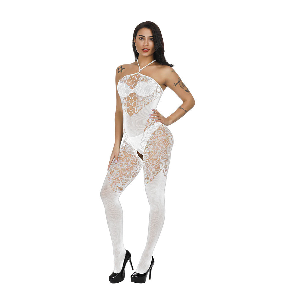 Women's Jacquard Sexy Mesh Camisole Jumpsuit