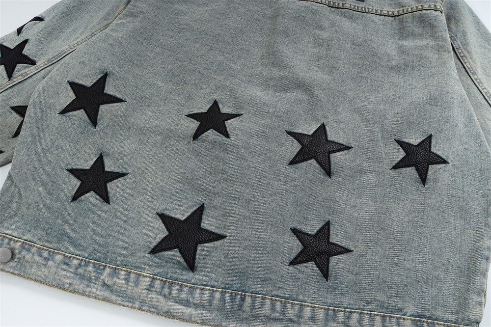 XINGX Veneer Embroidery Stitching Denim Clothes Jacket