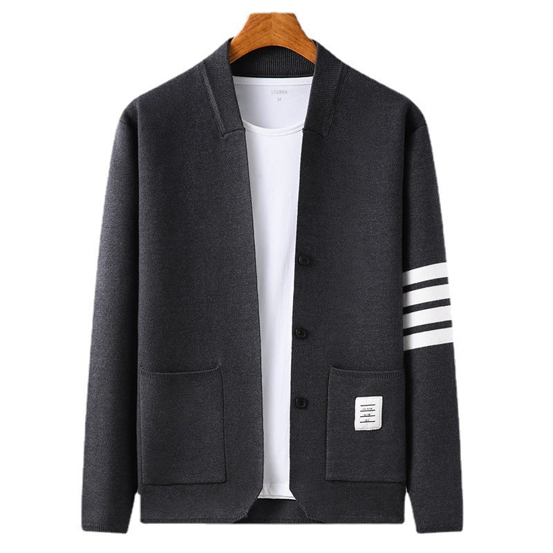 Men's Long-sleeved V-neck Slim-fit Cardigan Coat