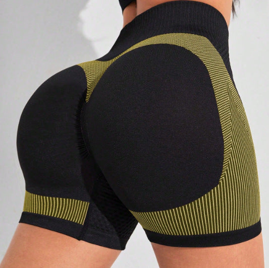 Sømløse sportsshorts til kvinder med ferskenformende høj talje