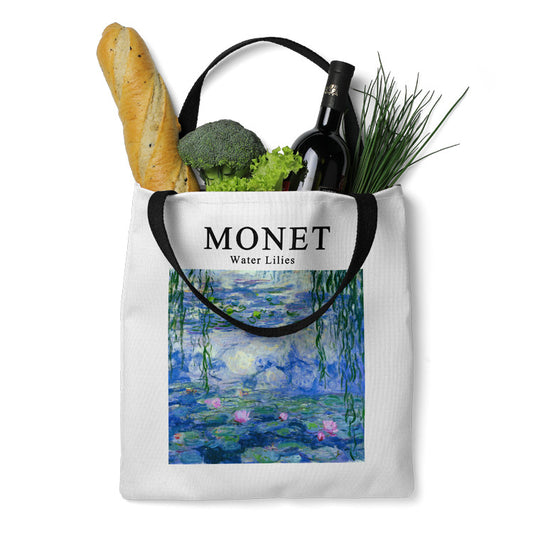 Monet Weeping Willow Water Lily Canvas Bag Shopping Bag Handbag