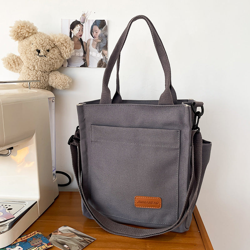 Women's Fashionable And Versatile Solid Color Thousand Layer Canvas Bag