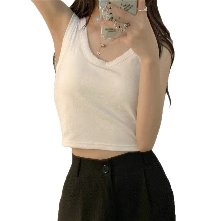 Cotton Vest Summer With Chest Pad Fixed Cup Versatile Inner Match