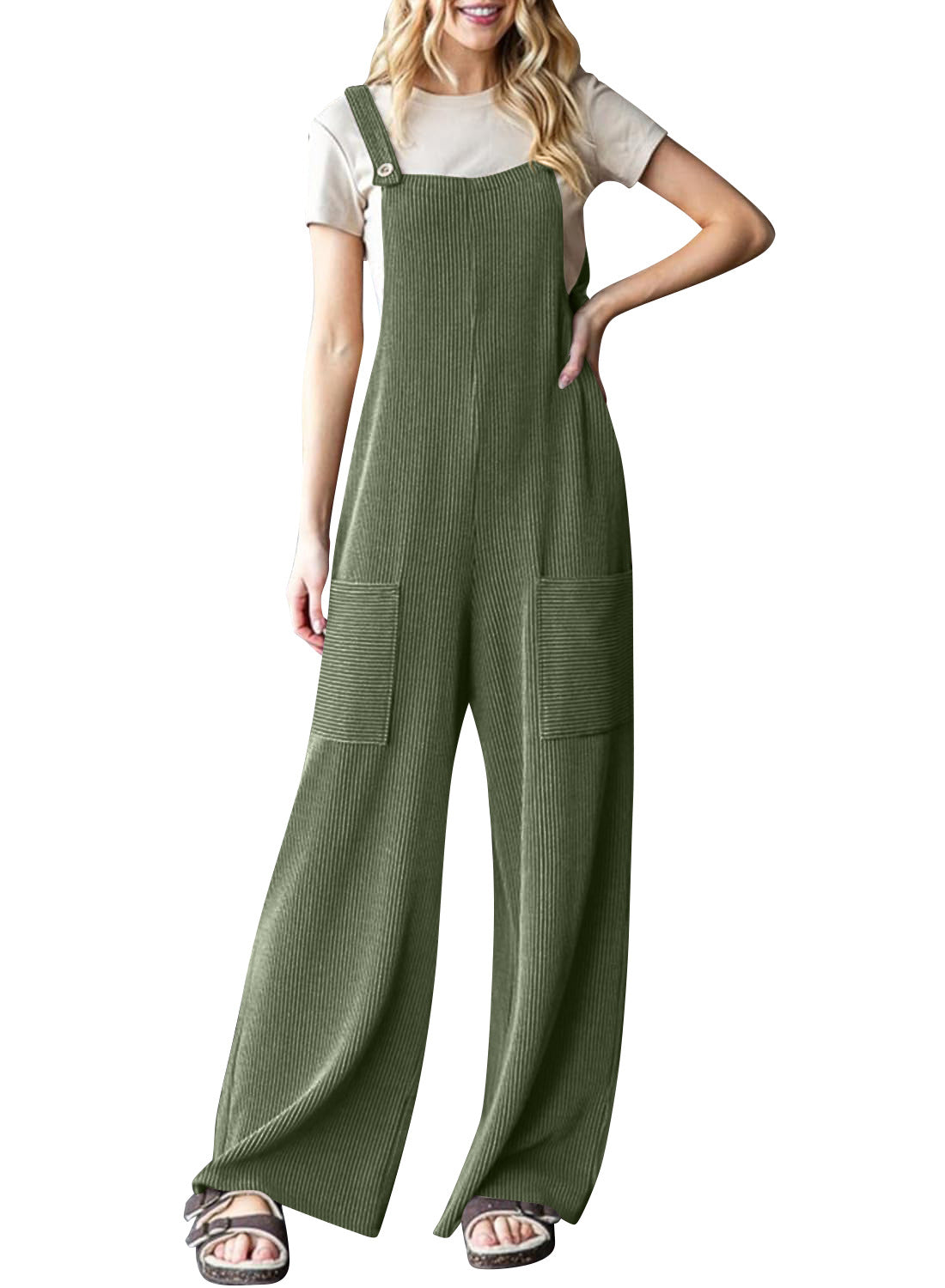 Jumpsuit til kvinder med justerbart spænde og lommer