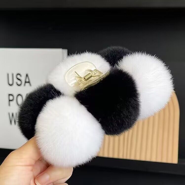 Elegant Rex Rabbit Fur Ball Grip Large Plush