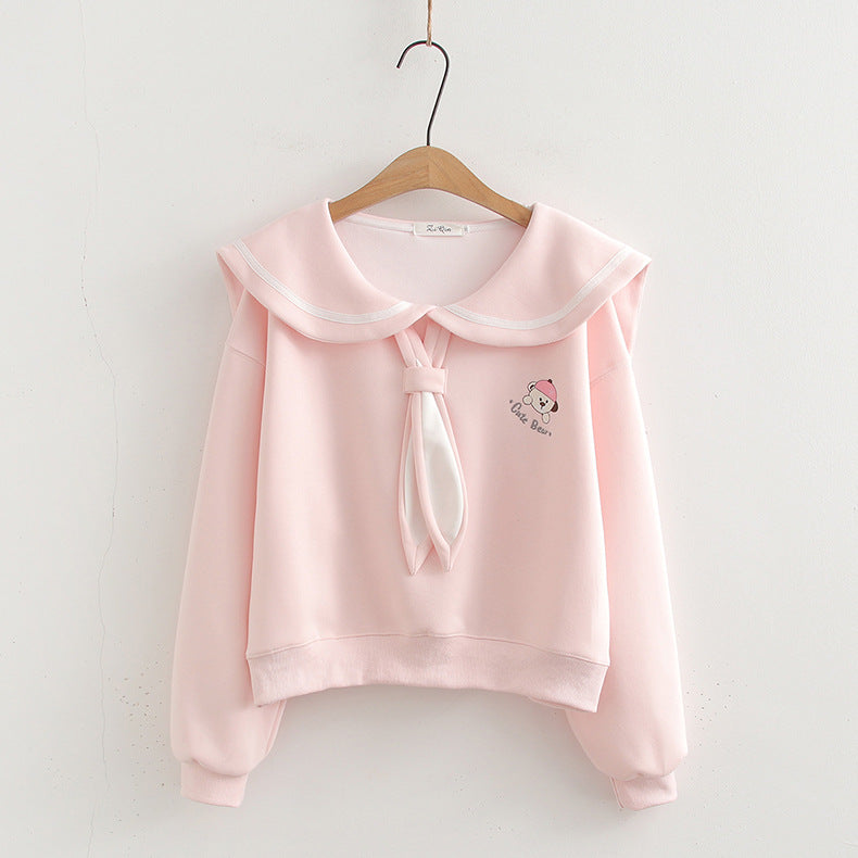Sømandsfløjls Sweater til Kvinder Preppy Stil Top