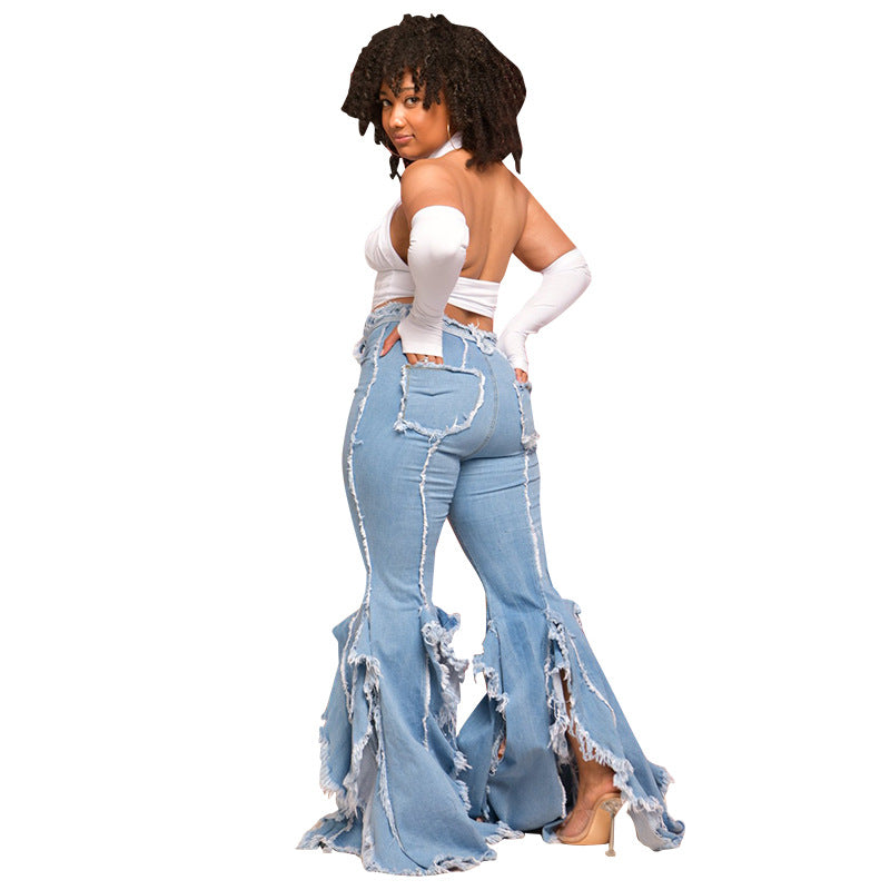 Fashion Sexy Ripped Holes Ordinary Washable Hollow Small Jeans