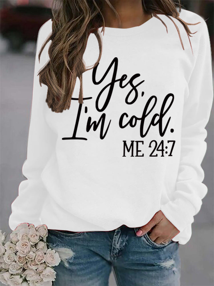 Loose Casual Letters Round Neck Print Sweatshirt