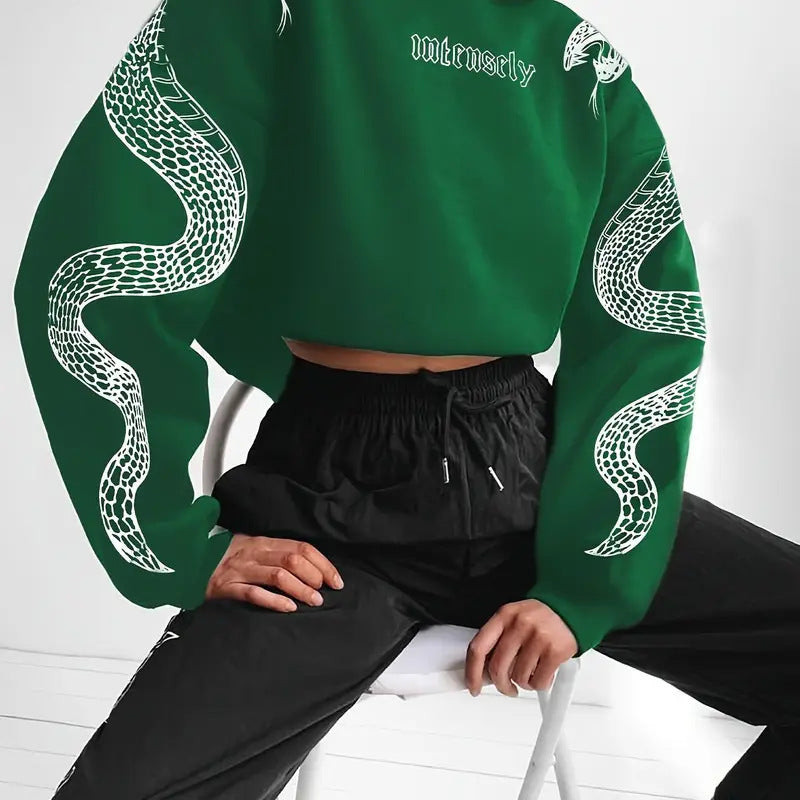 Kvinder Trykt Hættetrøje Løstsiddende Vintage Sweatshirt Top