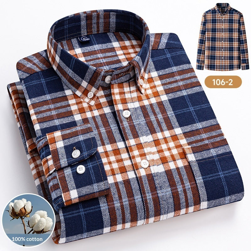 Cotton Plaid Long-sleeve Shirt For Layering Or Wearing On Its Own