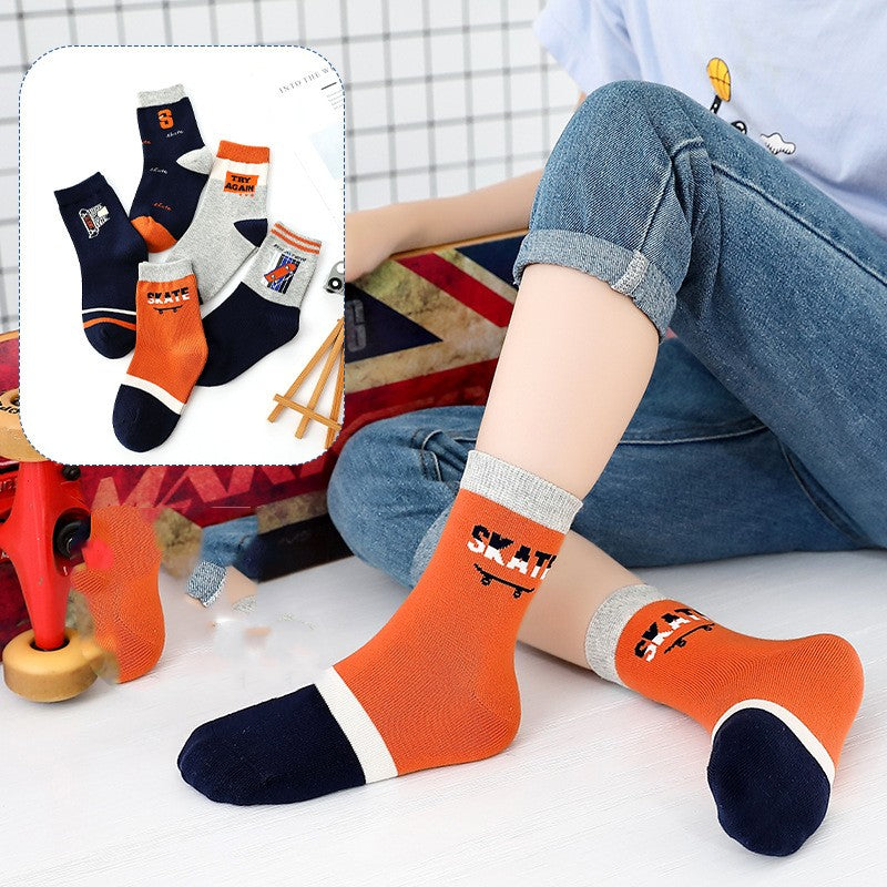Children's Socks Combed Cotton Students Boneless Middle Tube