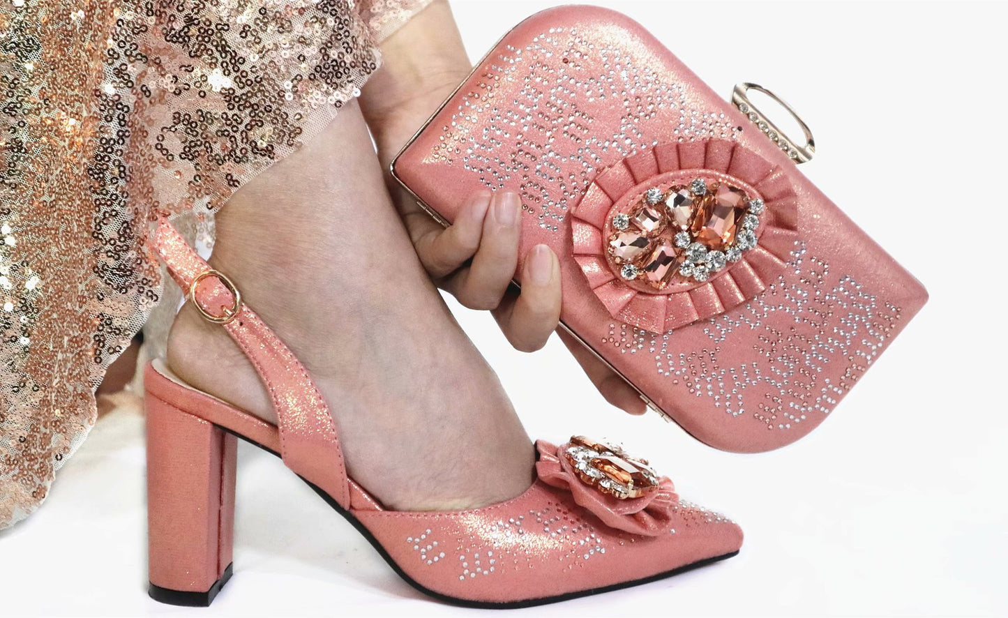 French Toe Shoes Matching Bag