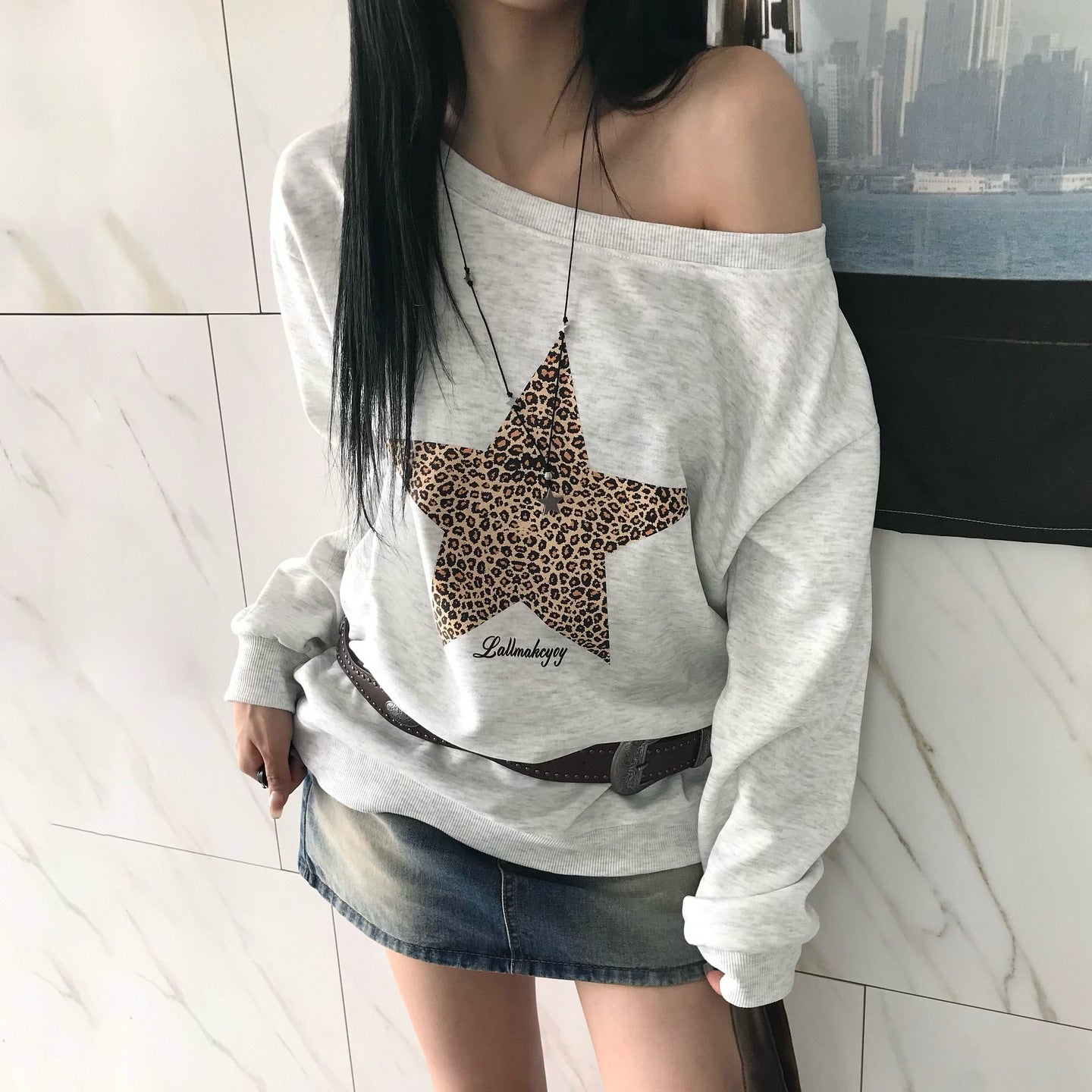 Printed Large Hoody Women's Clothing Loose And Idle Comfortable Crew Neck Coat