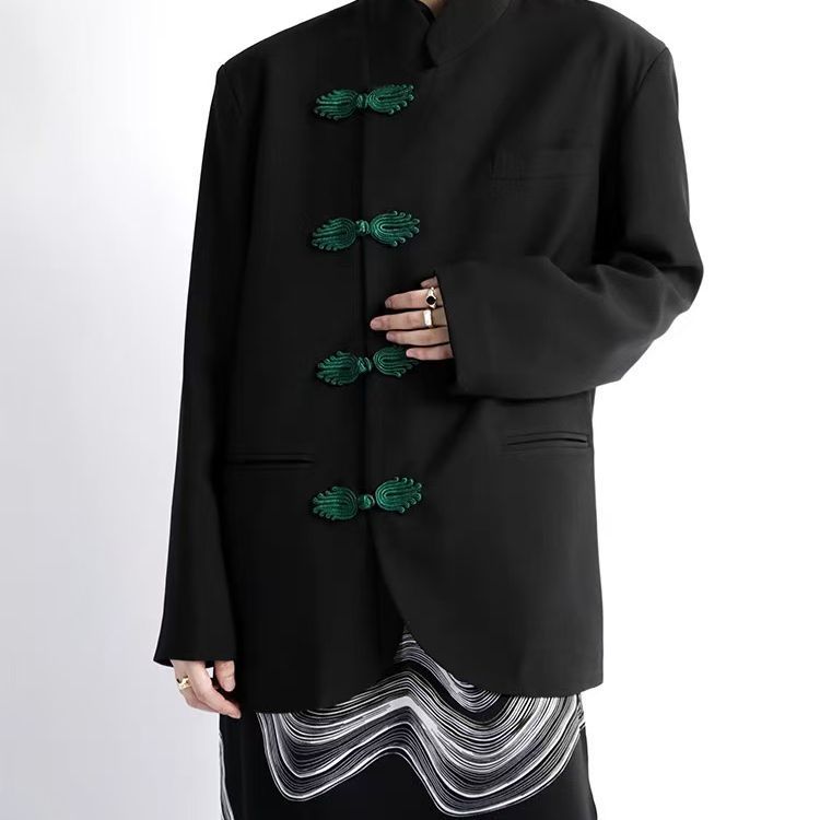 Chinese-style Buttoned Suit Jacket For Women