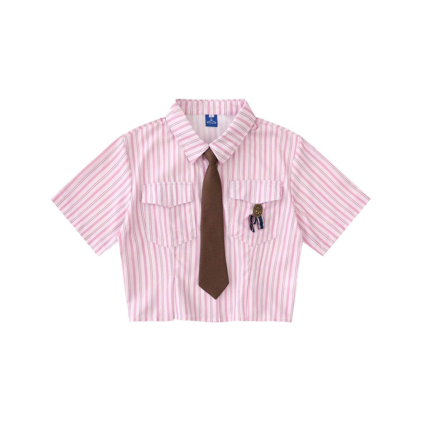Japanese College Style Striped Tie Short Shirt
