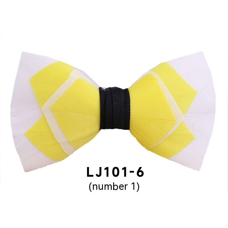 Men's Polyester Feather Bow Tie Business Host Suit Bow Tie