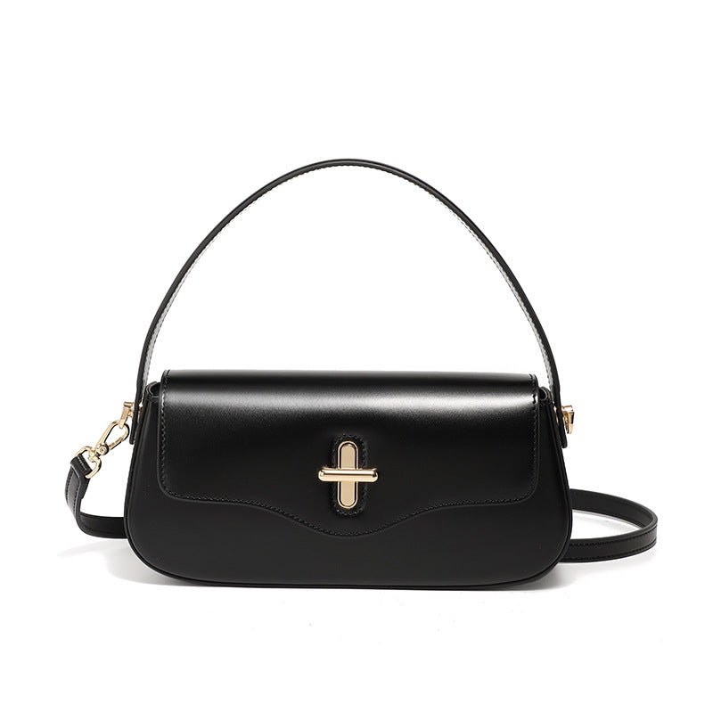 Spring And Summer New Moon Baguette Bag Leather Handbag