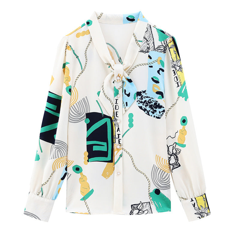 New Long Sleeved Bow Tie Women's Shirt