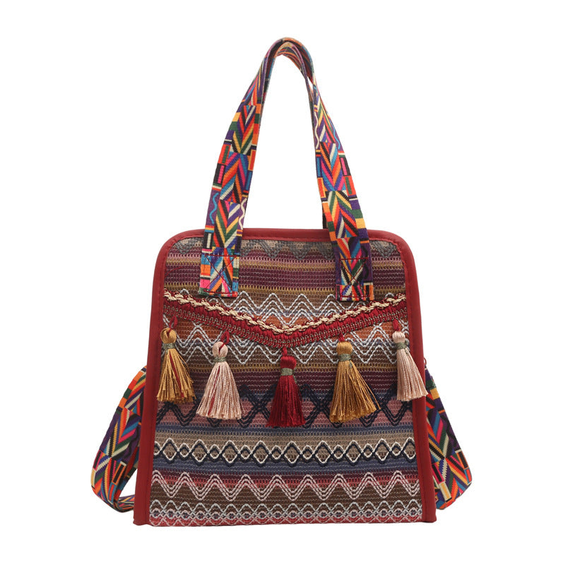 Tasker Dame Crossbody Etnisk Scenisk Område Vævet Spand
