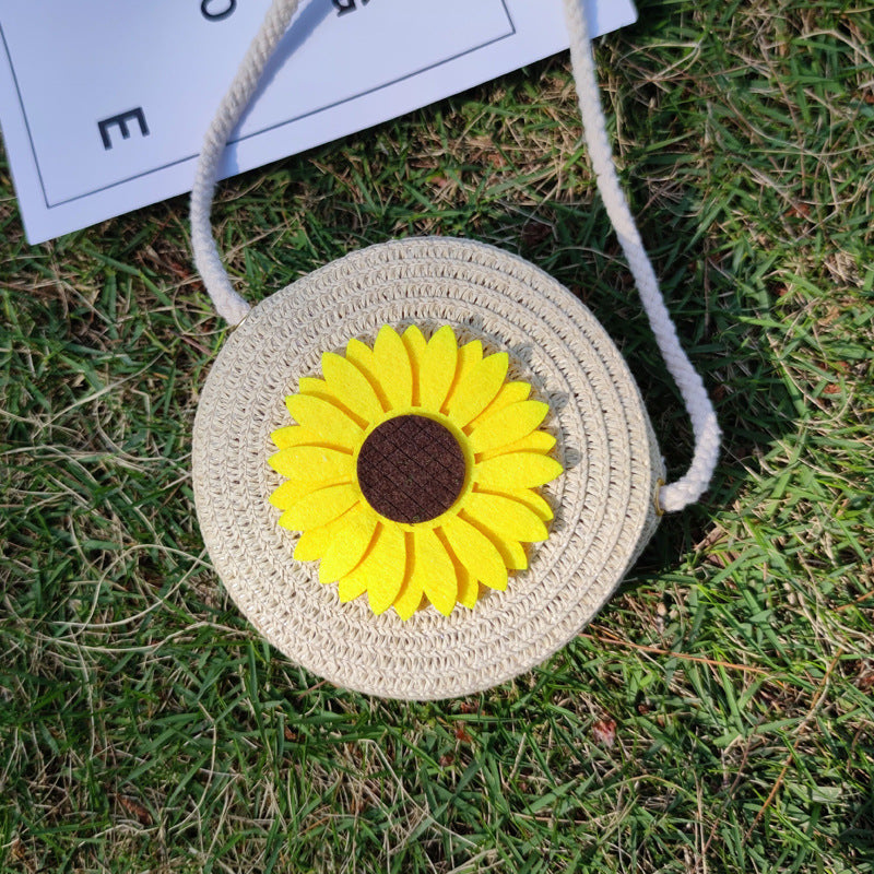 Grass Woven Bag For Children's Cute Crossbody