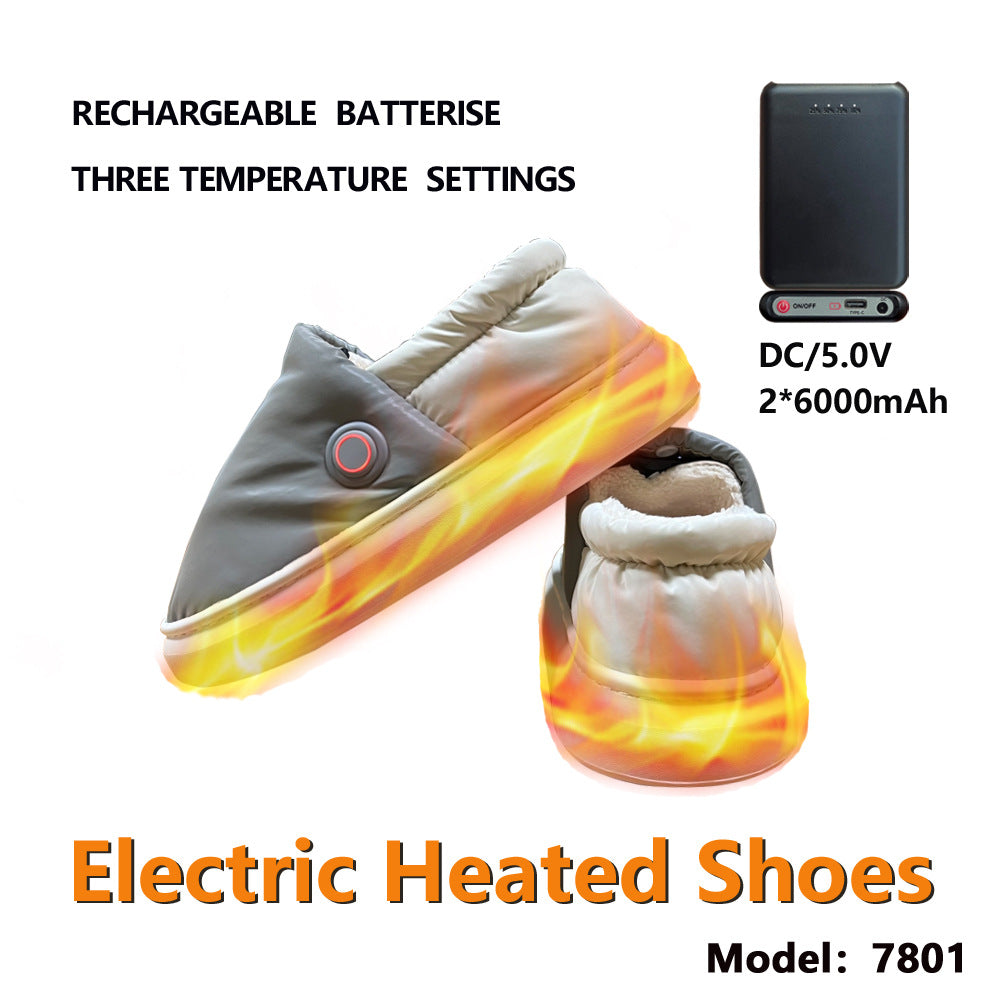 Long Endurance Battery Heating Cotton Shoes Warm Feet Heating Slippers
