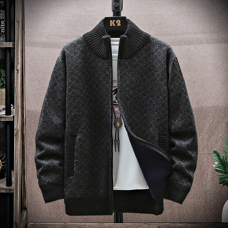 New Men's Casual Zipper Sweater Coat All-matching