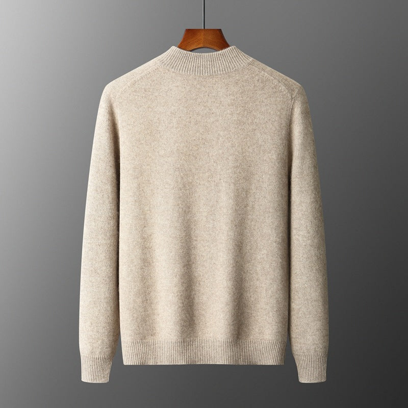 Wool Cardigan Men's Stand Collar Zipper Knitted Sweater Coat Warm And Loose Cashmere Pants Men