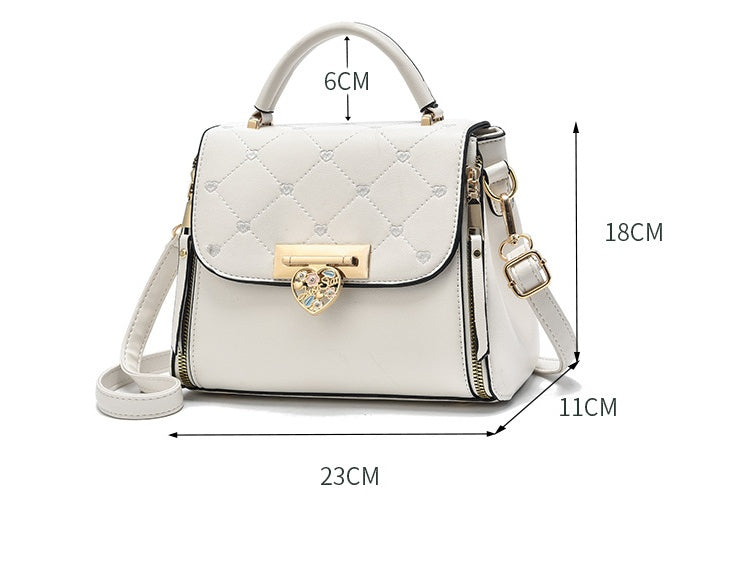 New Middle-aged PU Female Solid Color Small Square Metal Bag