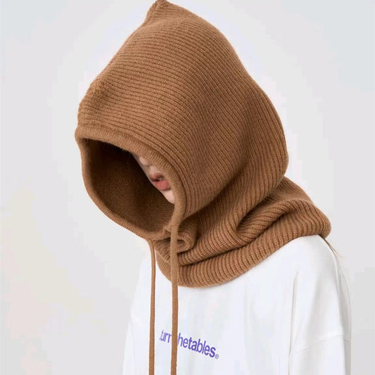 Knitted Wool Drawstring Pullover Hat