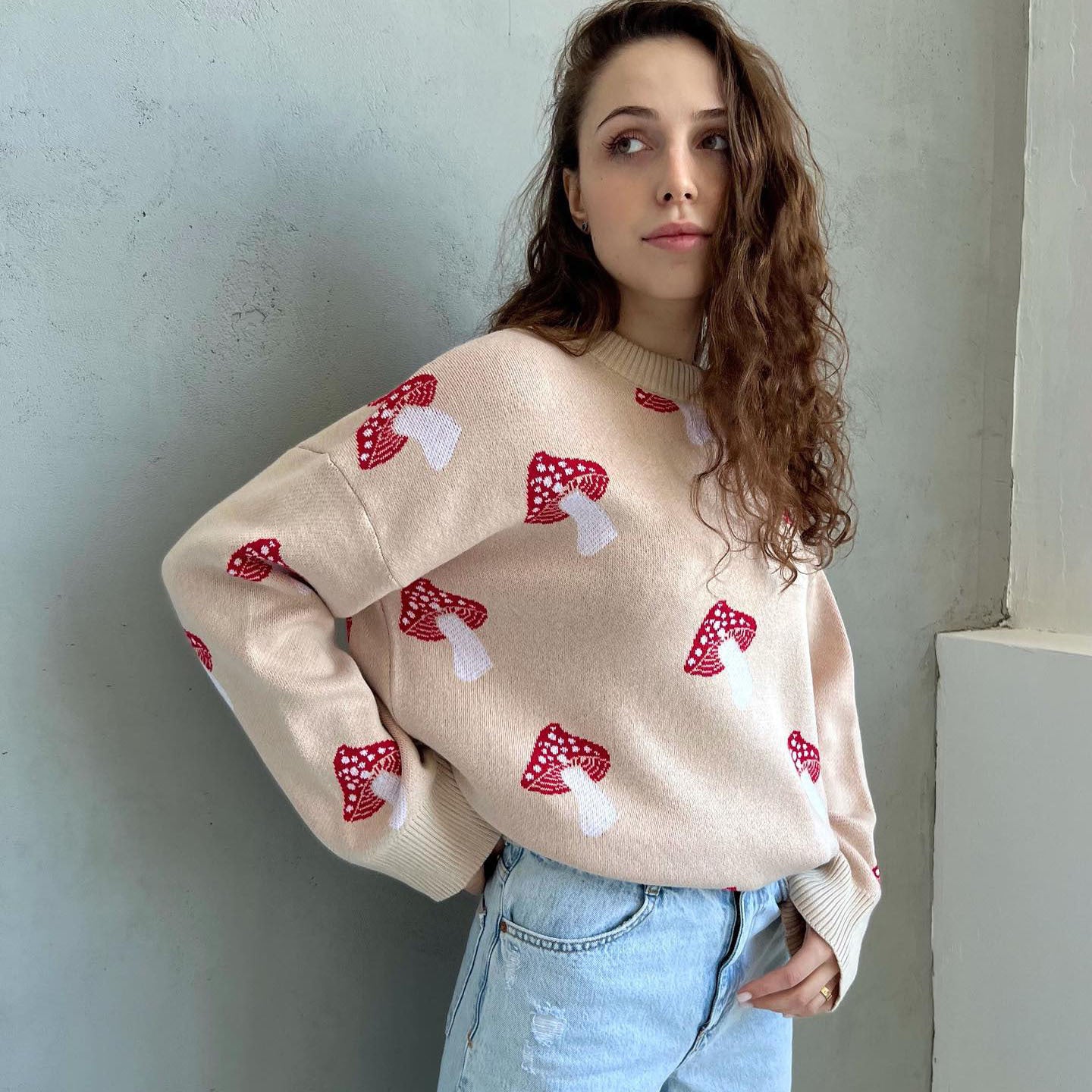 Women's Loose Contrast Color Knitwear Coat