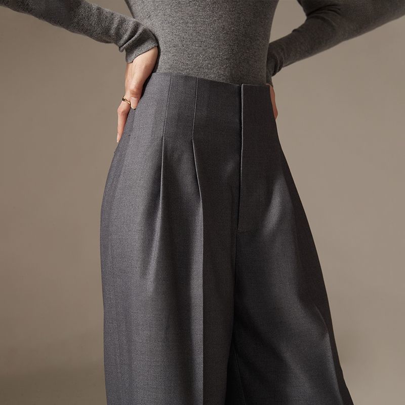 Womens High-Waisted Flowy Wide-Leg Pants For Shorter Statures