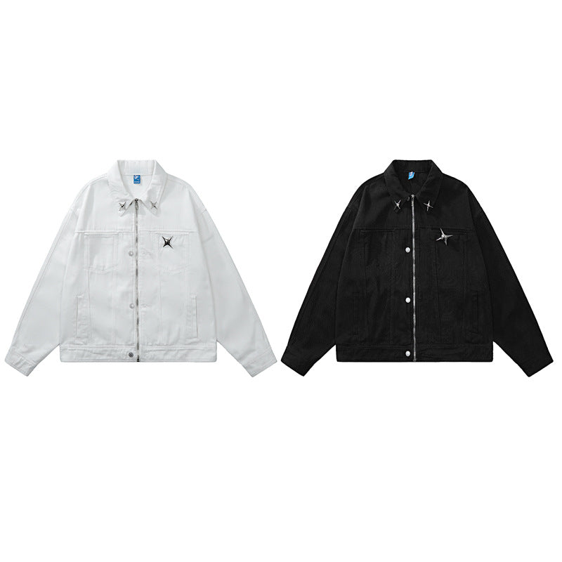 Denim Jacket Male And Female Trendy Brand Hip Hop Cool Loose Zip Couple