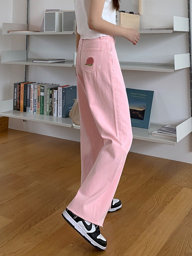 High Waist Slim Wide Leg Pants Loose Straight Trousers