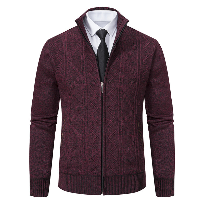 Efterår Vinter Herre Uld Sweater Cardigan Frakke Ståkrave
