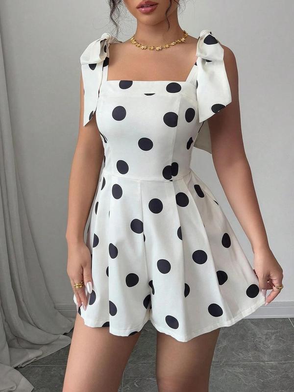 New Womens Shapewear Bodysuit With Polka-Dot Print And Lace-Up Details