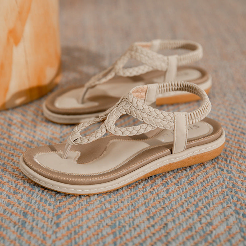Summer New European And American Woven Casual Flat