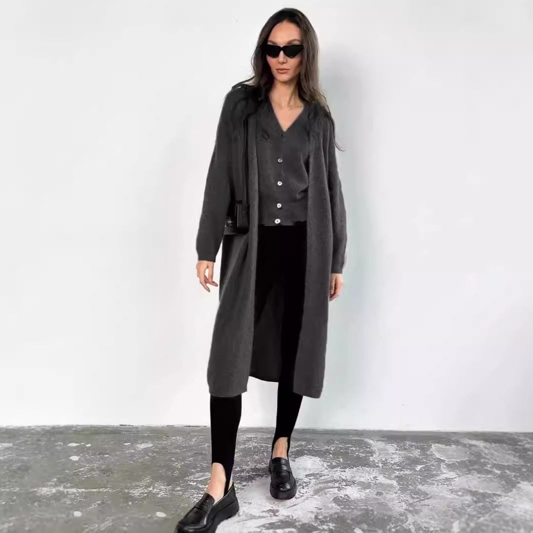 European And American Style Vest Long Sweater Cardigan Women's Suit