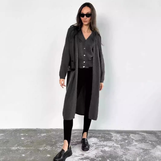 European And American Style Vest Long Sweater Cardigan Women's Suit
