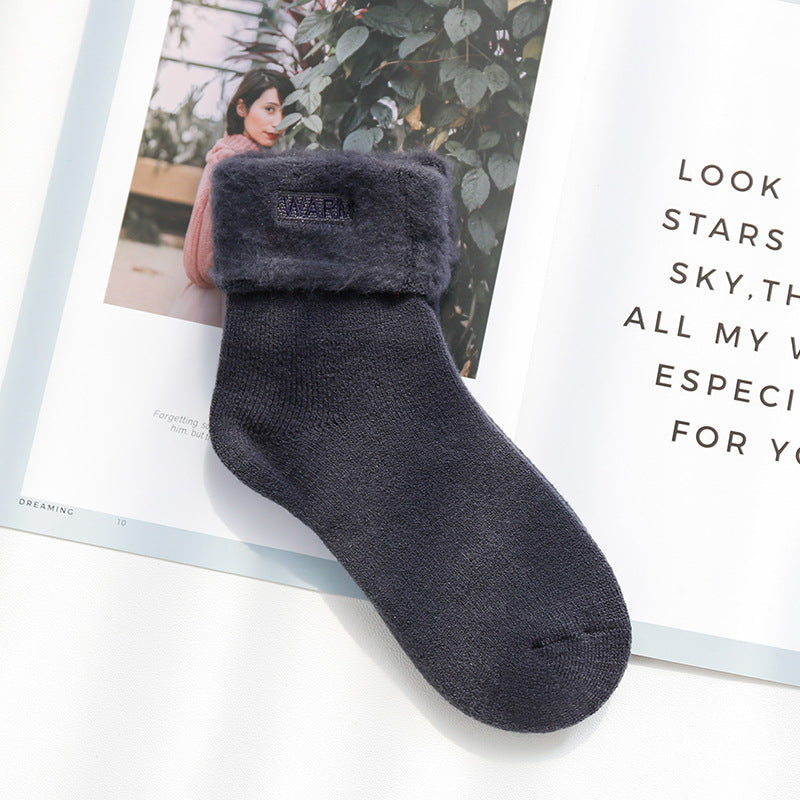 Women's Wholesale Brushed Thickened Wool Lining Room Socks