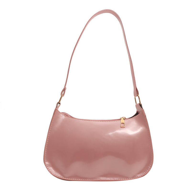Underarmtaske til kvinder Bærbar skindtaske med ensfarvet glans Crossbody Taske