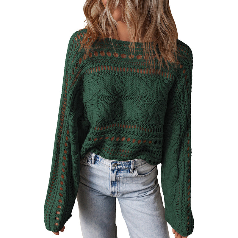 Women's Round Neck Knitted Long-sleeved Pullover
