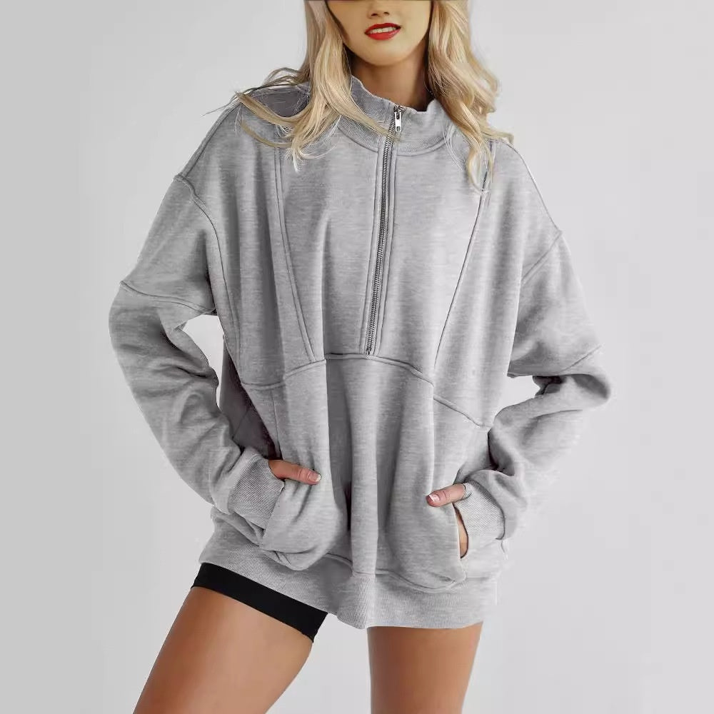 Women's Zipper Pocket Fashion Casual Exercise Sweater
