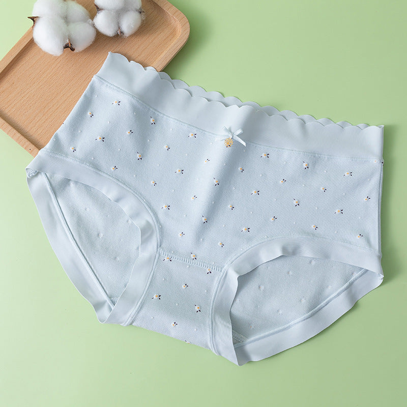 New Cotton Printed Mid Waist Seamless Underwear