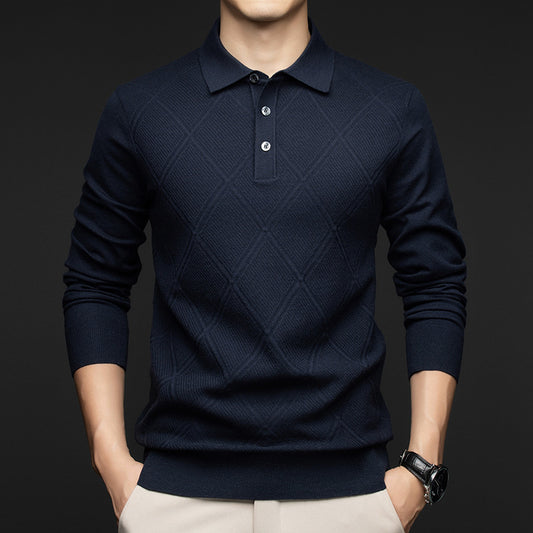 Lapel New Middle-aged People's Long Sleeve Business Casual Dad Wear Bottoming Sweater Men