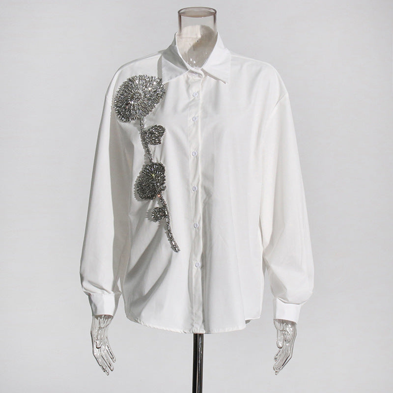 Fashion Casual Løstsiddende Slankende Reversbluse til Kvinder