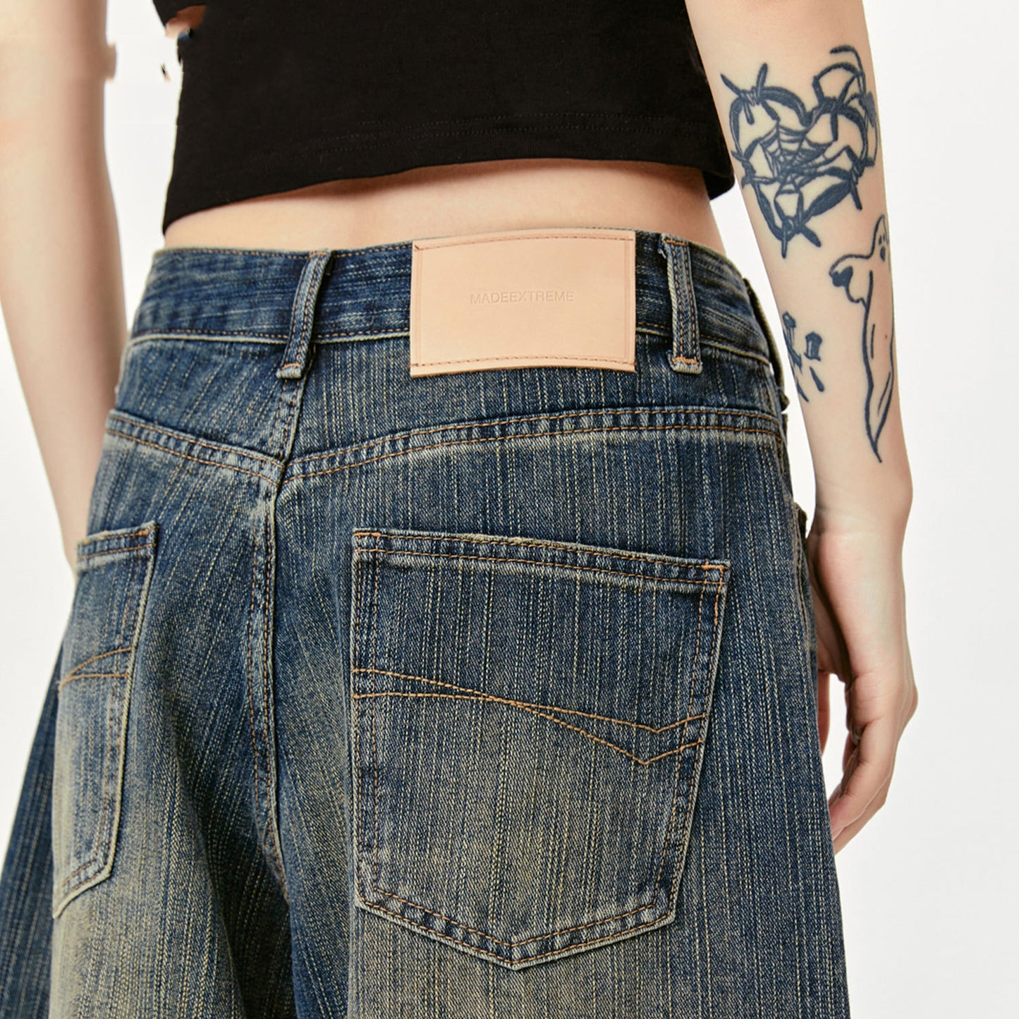 Wide Leg Cropped Jeans Summer Retro Washed Distressed Straight