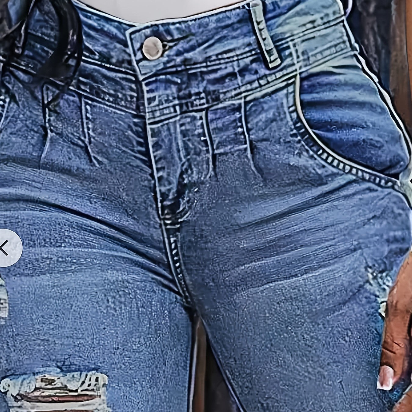 Ripped Denimshorts til kvinder i store størrelser med høj elasticitet