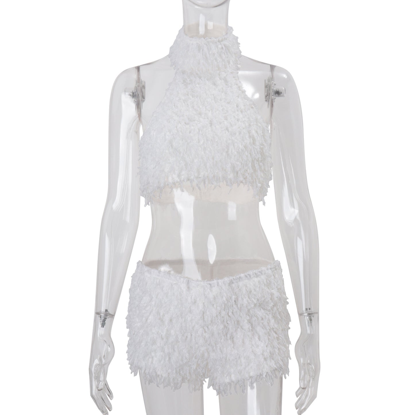 Turtleneck Plush Thermal Base-layer Top And Sexy Shorts Set