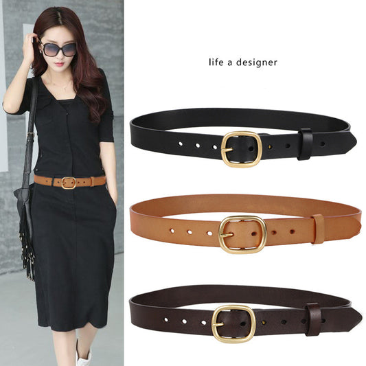 Ladies Belt Leather Decoration Versatile Fashion Pin Buckle